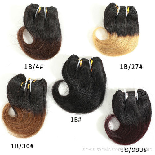 Brazilian Short  Body Wave Human Hair 6 inches Bundles Remy Human Hair High Ratio Red color Hair